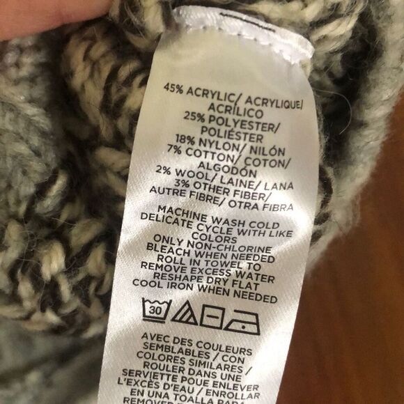 MWT LOFT Cozy turtleneck sweater size M cable knit gray cream - Picture 5 of 5